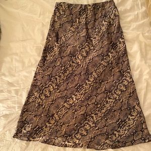 Know One Cares Snakeskin Print Midi Skirt